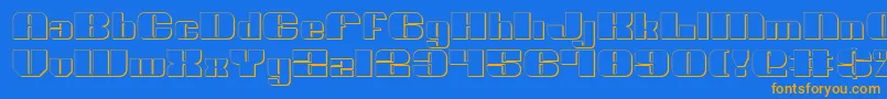 フォントNoloContendreShadow – オレンジ色の文字が青い背景にあります。