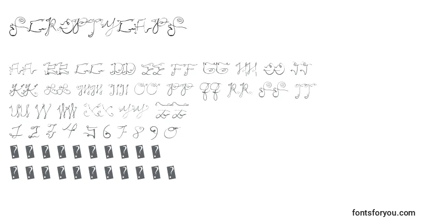 Шрифт Scriptycaps – алфавит, цифры, специальные символы
