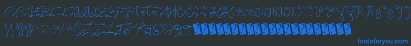 Scriptycaps Font – Blue Fonts on Black Background