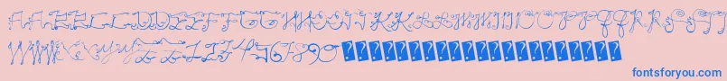 Scriptycaps Font – Blue Fonts on Pink Background