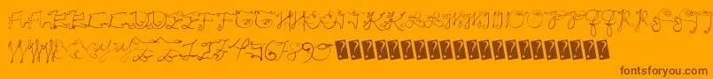 Scriptycaps Font – Brown Fonts on Orange Background