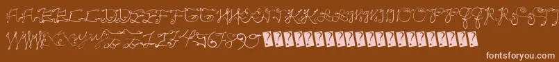 Scriptycaps-Schriftart – Rosa Schriften auf braunem Hintergrund