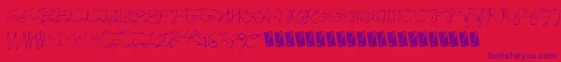 Czcionka Scriptycaps – fioletowe czcionki na czerwonym tle