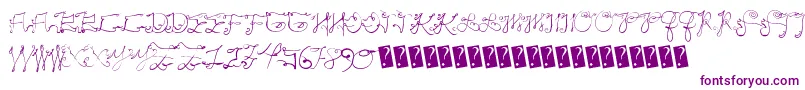 Scriptycaps-fontti – violetit fontit valkoisella taustalla