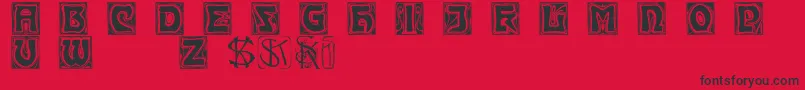 Fonte Kinigsteinkaps – fontes pretas em um fundo vermelho