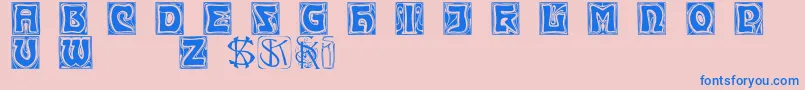 Kinigsteinkaps-Schriftart – Blaue Schriften auf rosa Hintergrund