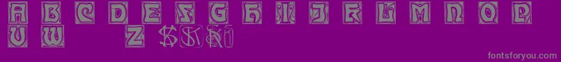 Kinigsteinkaps-fontti – harmaat kirjasimet violetilla taustalla