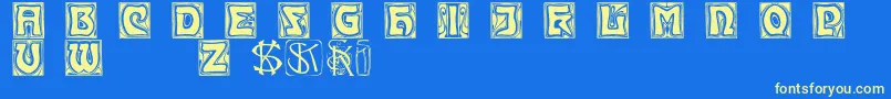 Kinigsteinkaps Font – Yellow Fonts on Blue Background