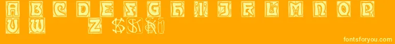 Kinigsteinkaps-Schriftart – Gelbe Schriften auf orangefarbenem Hintergrund