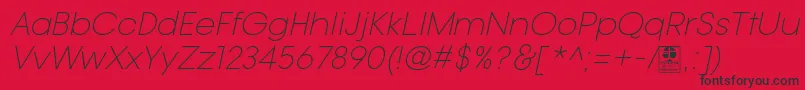 Fonte TypoGotikaLightItalicDemo – fontes pretas em um fundo vermelho