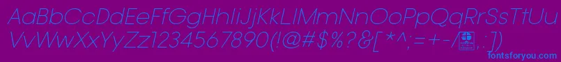 TypoGotikaLightItalicDemo Font – Blue Fonts on Purple Background