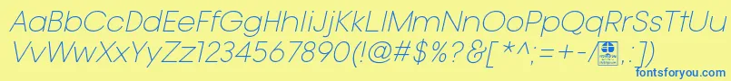 Police TypoGotikaLightItalicDemo – polices bleues sur fond jaune