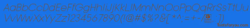 TypoGotikaLightItalicDemo-fontti – ruskeat fontit sinisellä taustalla