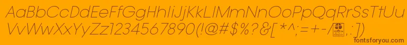 TypoGotikaLightItalicDemo-fontti – ruskeat fontit oranssilla taustalla