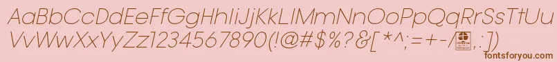 フォントTypoGotikaLightItalicDemo – ピンクの背景に茶色のフォント