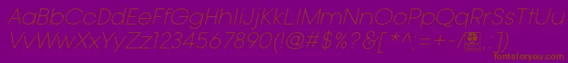 Fonte TypoGotikaLightItalicDemo – fontes marrons em um fundo roxo