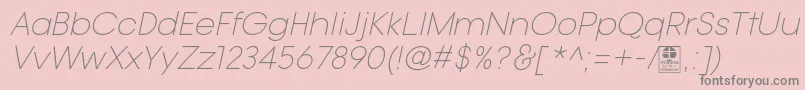 Шрифт TypoGotikaLightItalicDemo – серые шрифты на розовом фоне