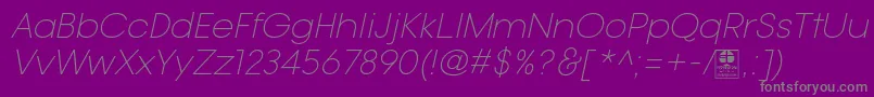 Шрифт TypoGotikaLightItalicDemo – серые шрифты на фиолетовом фоне