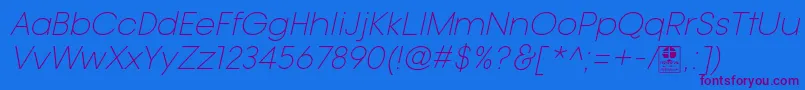 TypoGotikaLightItalicDemo Font – Purple Fonts on Blue Background