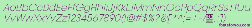 Police TypoGotikaLightItalicDemo – polices violettes sur fond vert