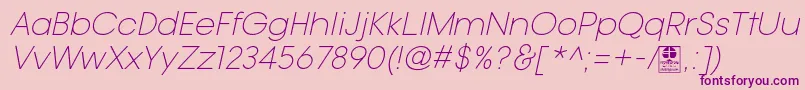 Шрифт TypoGotikaLightItalicDemo – фиолетовые шрифты на розовом фоне