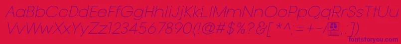 TypoGotikaLightItalicDemo-fontti – violetit fontit punaisella taustalla