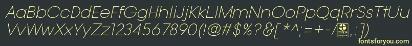 TypoGotikaLightItalicDemo-Schriftart – Gelbe Schriften auf schwarzem Hintergrund