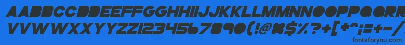 Gogoposterpunchbolditalic-Schriftart – Schwarze Schriften auf blauem Hintergrund