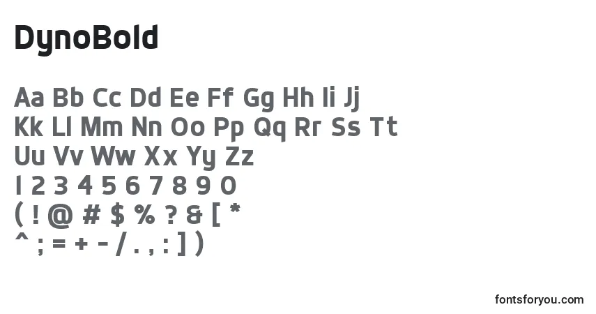 Czcionka DynoBold – alfabet, cyfry, specjalne znaki