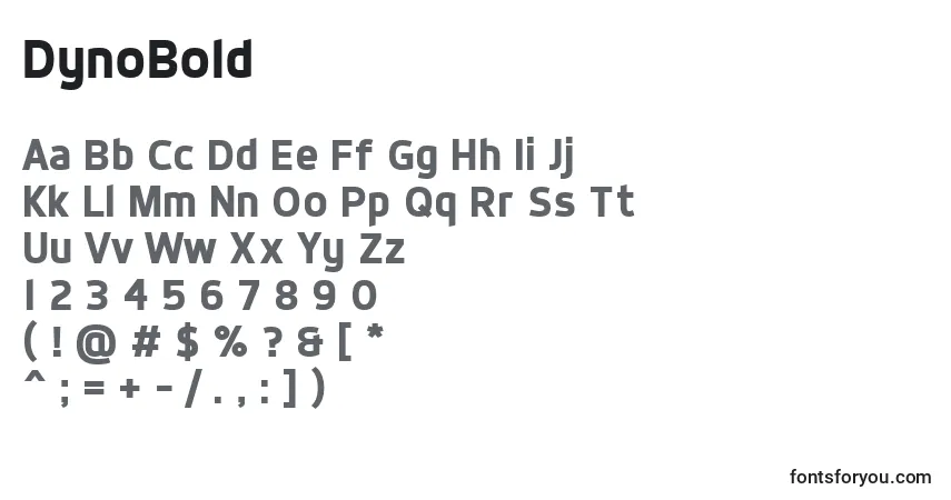 DynoBold-fontti – aakkoset, numerot, erikoismerkit