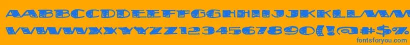 Fatsb ffy-Schriftart – Blaue Schriften auf orangefarbenem Hintergrund