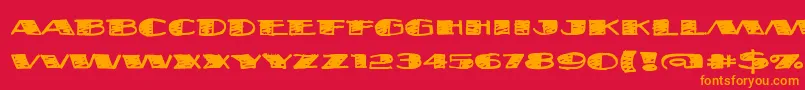 フォントFatsb ffy – 赤い背景にオレンジの文字