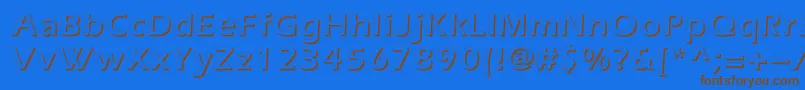 フォントEverestshadowc – 茶色の文字が青い背景にあります。