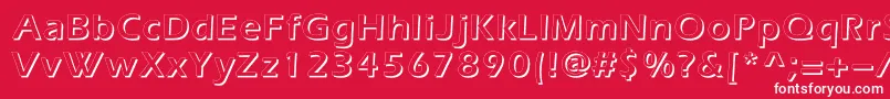 Everestshadowc-Schriftart – Weiße Schriften auf rotem Hintergrund