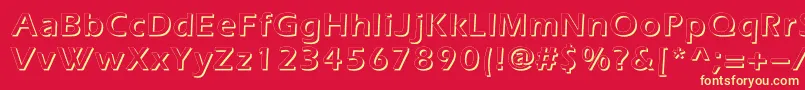 Everestshadowc-Schriftart – Gelbe Schriften auf rotem Hintergrund