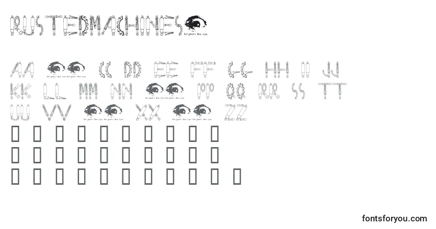 Schriftart RustedMachinesw – Alphabet, Zahlen, spezielle Symbole