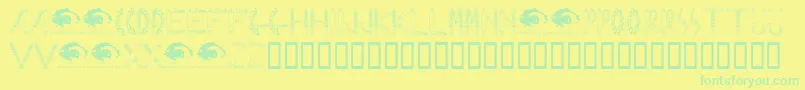 RustedMachinesw Font – Green Fonts on Yellow Background