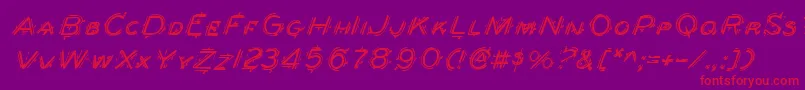 Fonte BerserkerItalic – fontes vermelhas em um fundo violeta