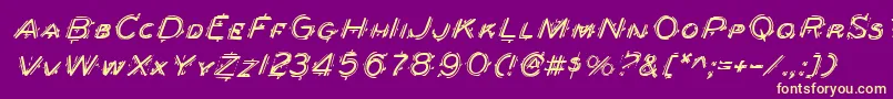 BerserkerItalic-Schriftart – Gelbe Schriften auf violettem Hintergrund