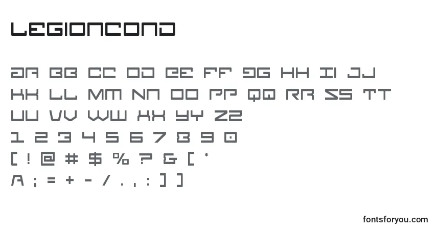 A fonte Legioncond – alfabeto, números, caracteres especiais
