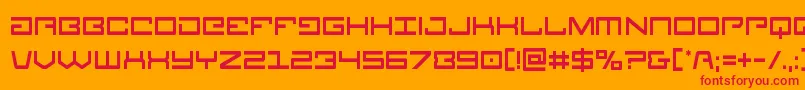 Legioncond-Schriftart – Rote Schriften auf orangefarbenem Hintergrund