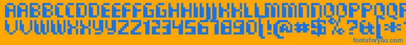 CommoRegular Font – Blue Fonts on Orange Background