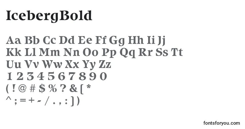 Шрифт IcebergBold – алфавит, цифры, специальные символы