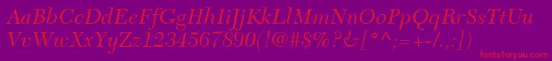 NewCaledoniaLtItalic Font – Red Fonts on Purple Background