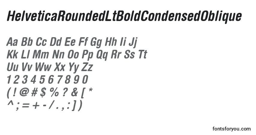 Schriftart HelveticaRoundedLtBoldCondensedOblique – Alphabet, Zahlen, spezielle Symbole