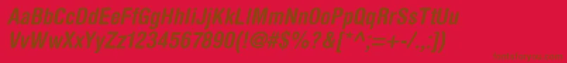 HelveticaRoundedLtBoldCondensedOblique Font – Brown Fonts on Red Background