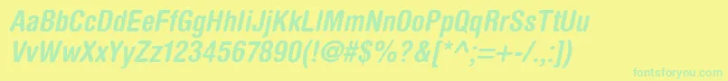 HelveticaRoundedLtBoldCondensedOblique Font – Green Fonts on Yellow Background