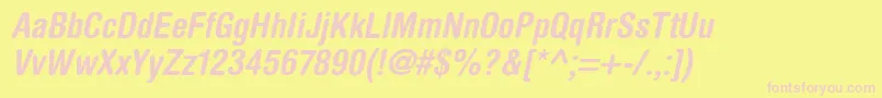 HelveticaRoundedLtBoldCondensedOblique Font – Pink Fonts on Yellow Background