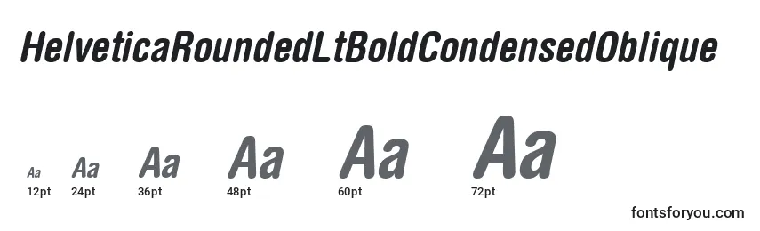 Размеры шрифта HelveticaRoundedLtBoldCondensedOblique