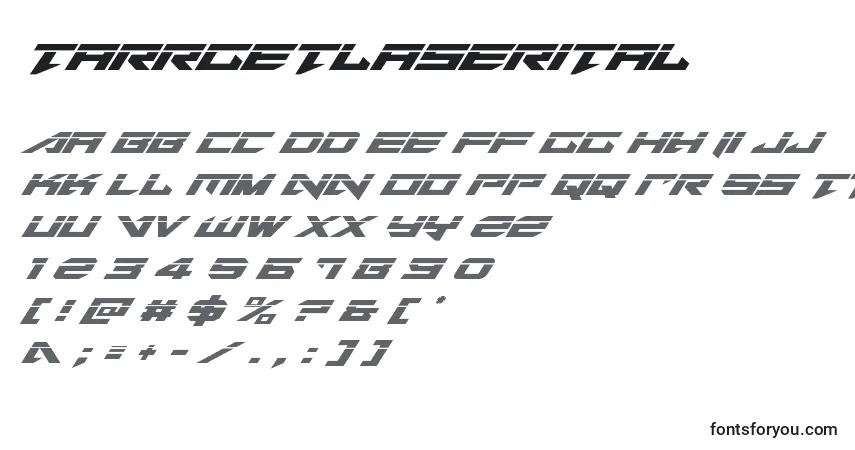 A fonte Tarrgetlaserital – alfabeto, números, caracteres especiais